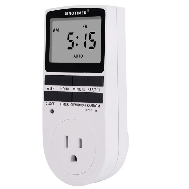 

Цифровая программируемая электрическая настенная розетка SINOTIMER TM515 с ЖК-дисплеем, таймером и вилкой Стандарта США