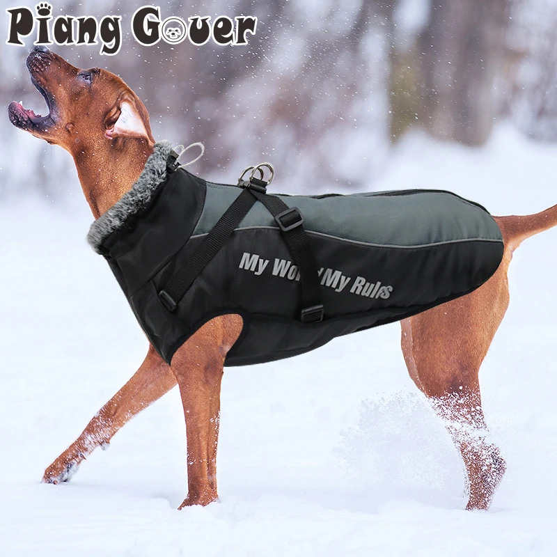 Ropa para mascotas abrigo de algodón cálido de invierno, arnés para perros medianos y grandes, chaleco para perros Bulldog para - AliExpress