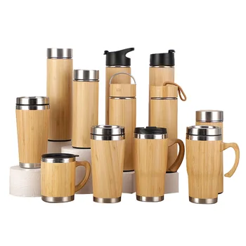 Thermos en bambou personnalisé, tasse isolée, bouteille d'eau créative isolée en bambou, tasse de voyage chauffante, tasse de bureau 1