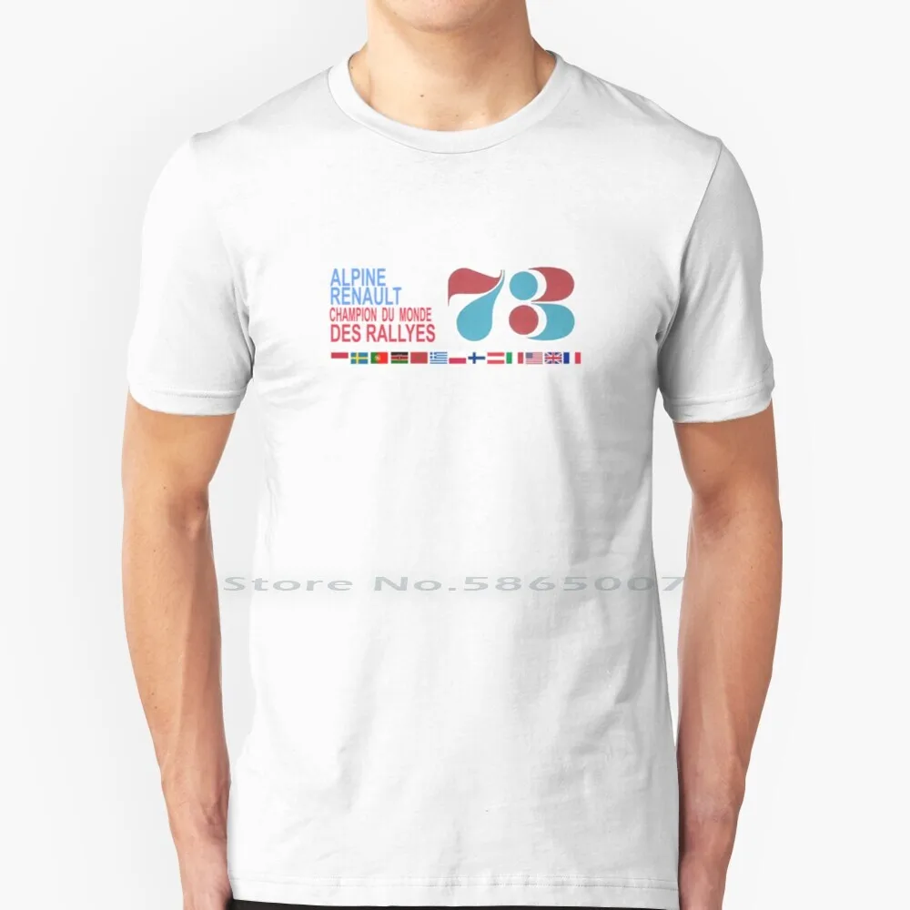 Alpine-Du Monde 1973 T Shirt 100% Cotone Alpine Gt A110 Grand Tourisme Rallye Wrc Classic Cars Tour De Corse Gordini Big Size