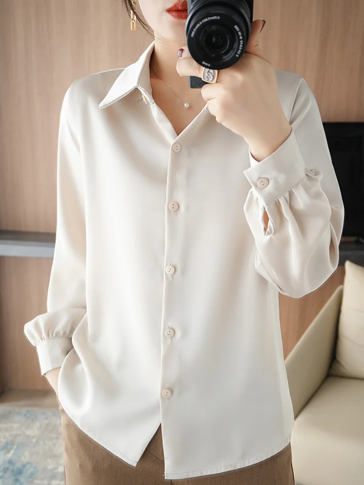Camicia A Tunica Donna 2025 - Maniche Lunghe Con Scollo A V E Maniche A Palloncino, Chiffon Leggero Per Ufficio E Tempo Libero - 4