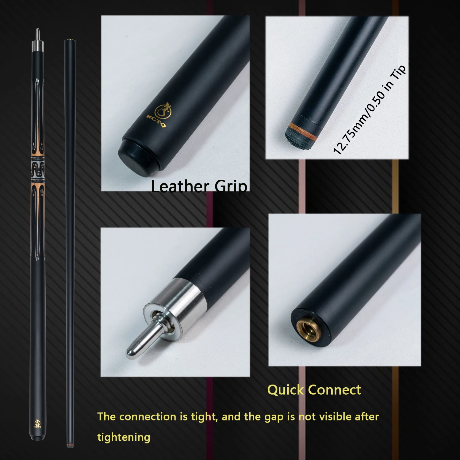 12,75 mm Kohlefaser-Pool-Queue Hyperspin Tech Shaft Quick Release für 9-Ball-Karambol, glattes Spielen, Vater, Muttertagsgeschenk – Detail 2
