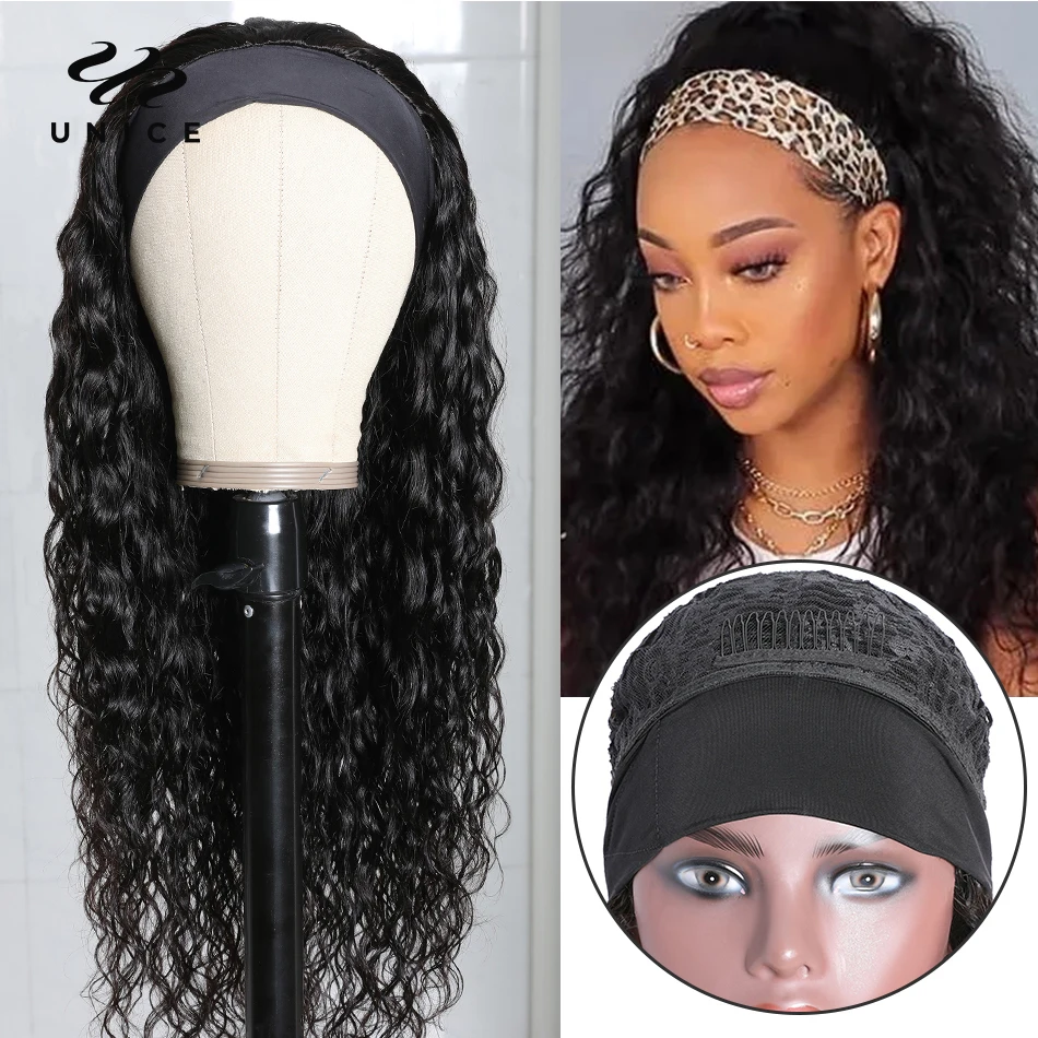 human hair wigs UNice Hair Water Wave Headband 100% Ready To Wear Beginner Friendly Glueless Free Headband Scarf