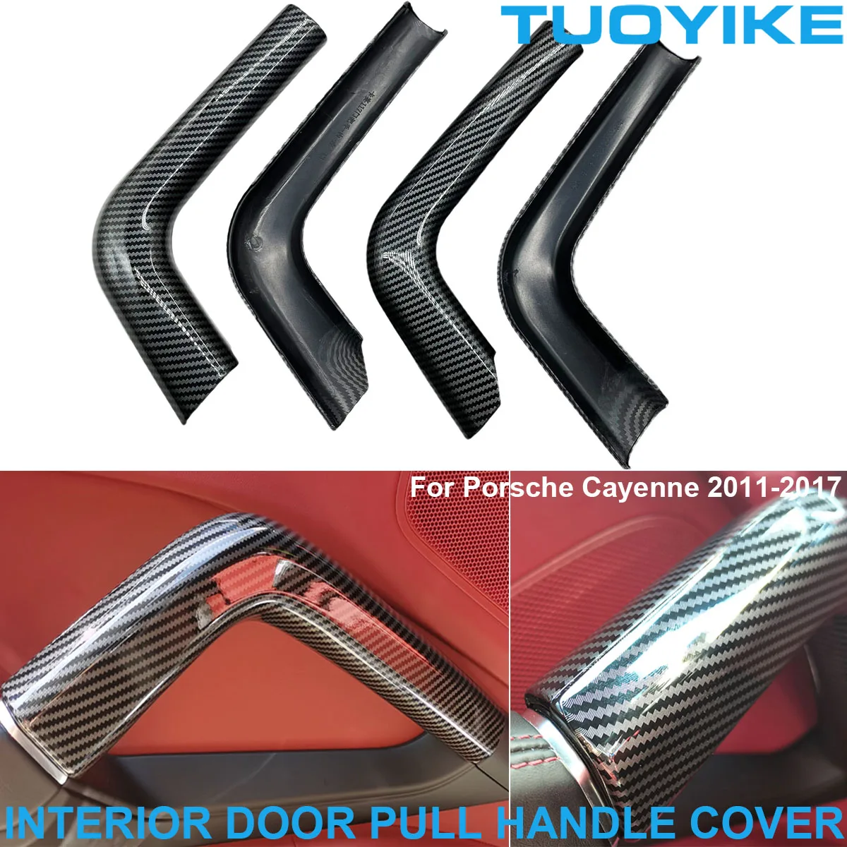 LHD RHD Car Carbon Fiber Interior Door Pull Handle Cover For Porsche Cayenne 2010-2017 Armrest Central Console Arches Protective racing steering wheel