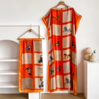 Robe Kaftan Élégante en Soie Imprimée pour Femme Musulmane, Nouvelle Mode Africaine Longue Abaya Koweïtienne Oversize pour l'Été 2026 6