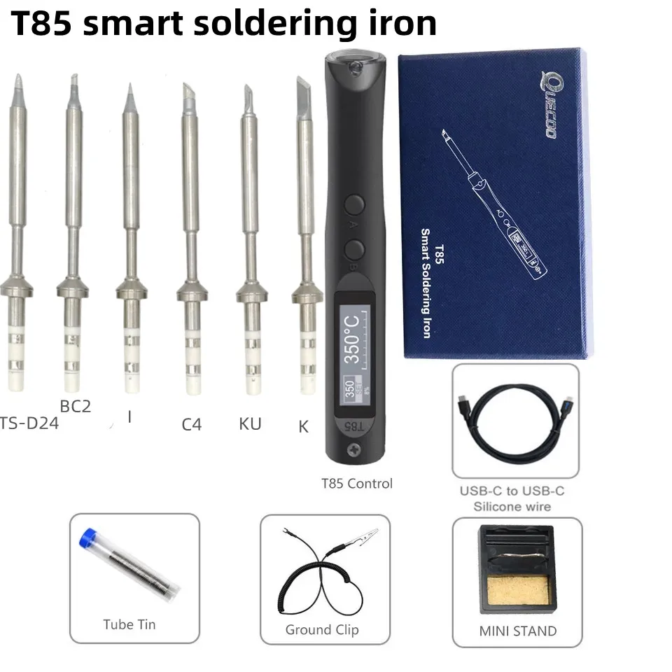 QUECOO Electric Soldering Iron Kit T85 With TS101 Iron Tip 65W Repair Tool Soldering station Pencil Smart Portable Iron