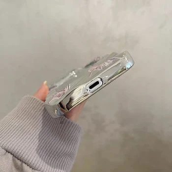 Electroplated Mirror Pink Butterfly Phone Case For iPhone 16 13 11 12 14 15 Pro Max Luxury Plating Wavy Shockproof Makeup Cover - Image 5