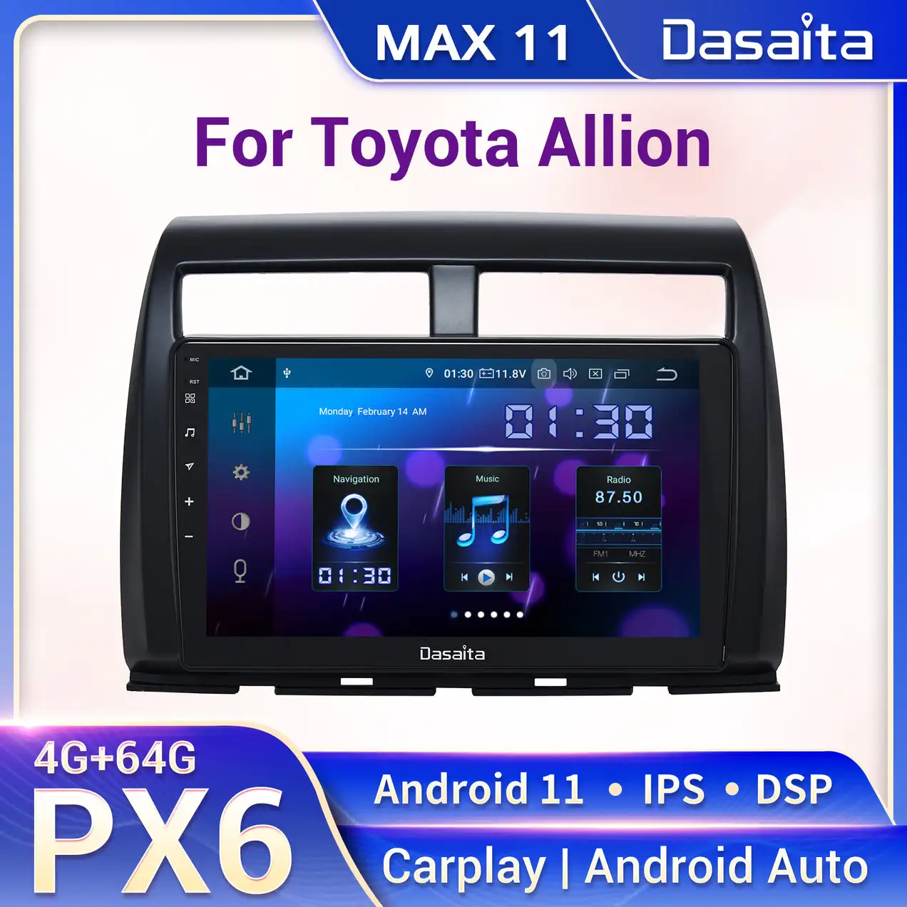 

Dasaita Max11 Android11 Multimedia Player for Toyota Allion 2007 to 2016 GPS HD IPS 1280*720 Carplay Android Auto DSP AHD Radio