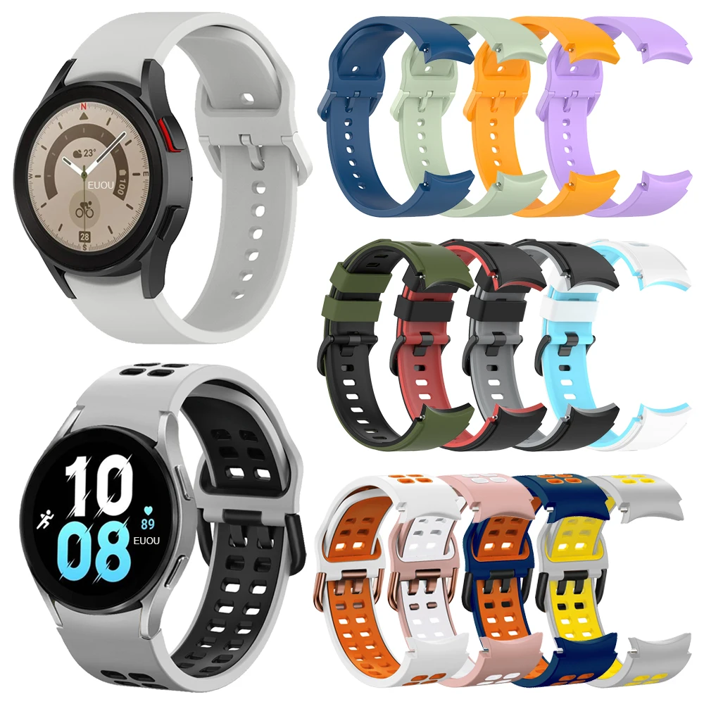 

Silicone Band For Samsung Galaxy Watch 4 Classic / Bracelet 5 44mm Sports Smart Watch Accessories Wristbands 20mm Curved strap