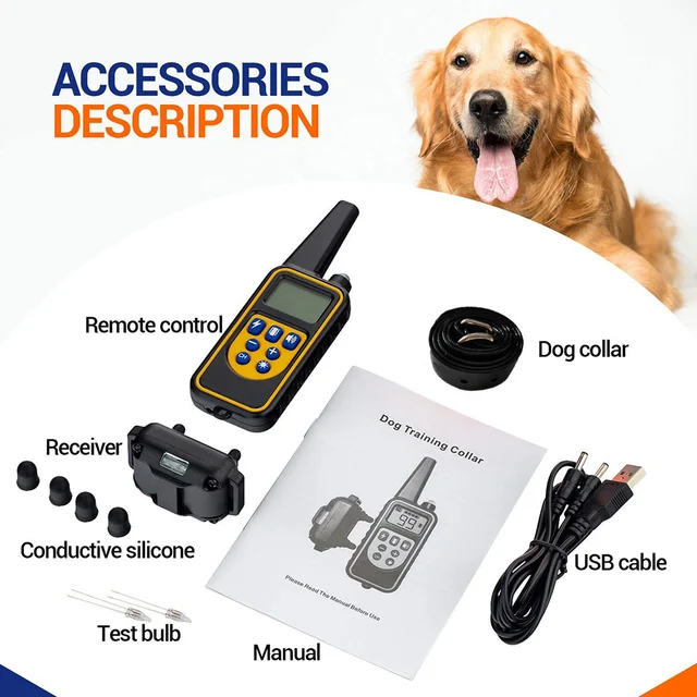 Electric Dog Training Collar Detachable Bark  Rechargeable Anti Barking Shock Vibration Collar for All Dogs Pet with Clicker 5