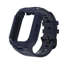 Silicone Strap and TPU Protective Case for Smartwatch - Sport Bracelet Accessory (Midnight Blue)