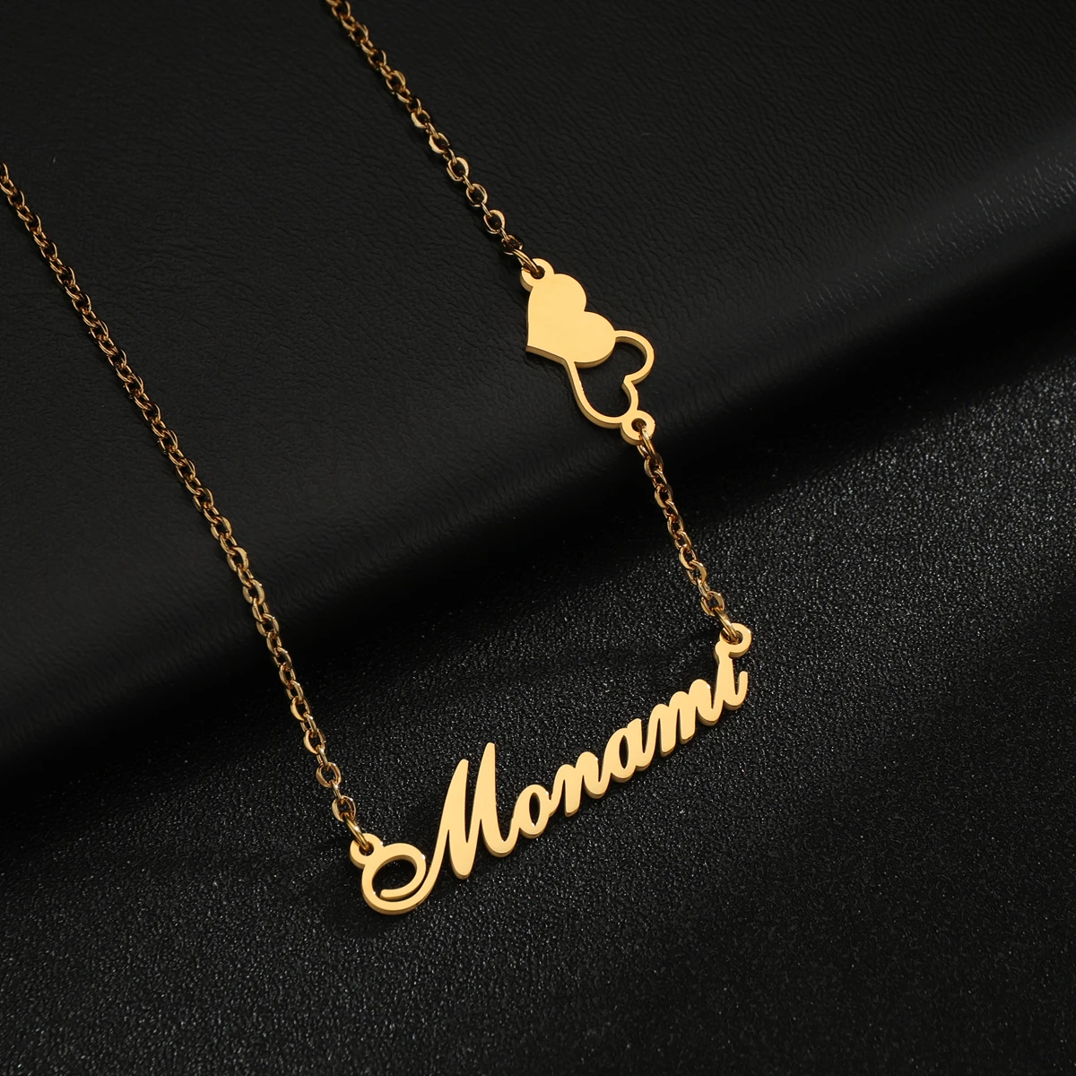 

Romantic Customize Name Stainless Steel Jewelry Pendant Necklace Accessories for Women Personalized Empty Heart Temperament Gift
