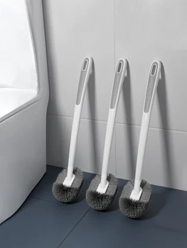 1/2pcs Household Toilet Brush With No Dead Corners, Wall Mounted Long Handle Toilet Special Cleaning Squatting Brush