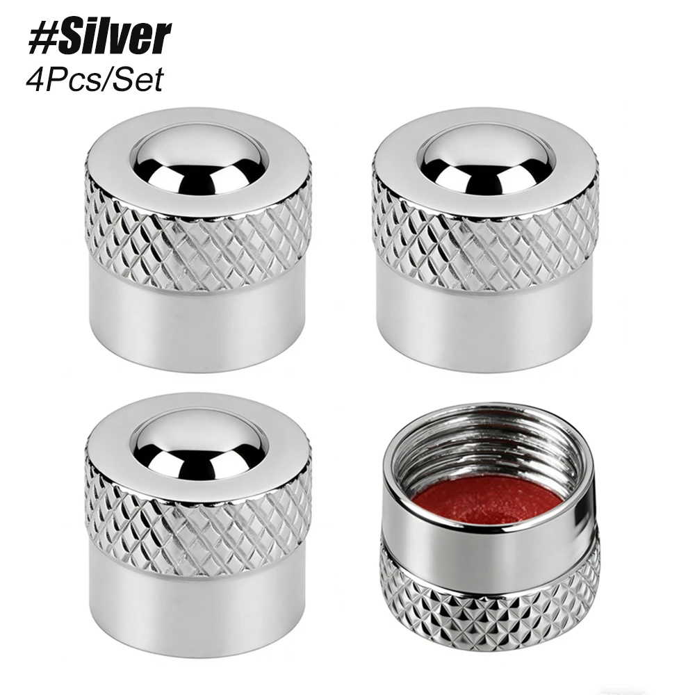 Universal Leak-Proof Tire Valve Stem Caps with O-Ring - Set of 4
