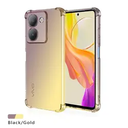 Shockproof Gradient TPU Protective Phone Case Cover - VIVO Y27S (Black Gold)