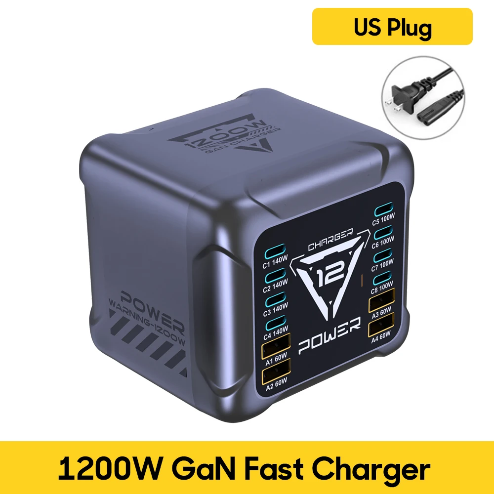 ตัวเลือกสินค้า อะแดปเตอร์ชาร์จ USB-C 1200W ชาร์จเร็ว สำหรับแล็ปท็อปและมือถือ