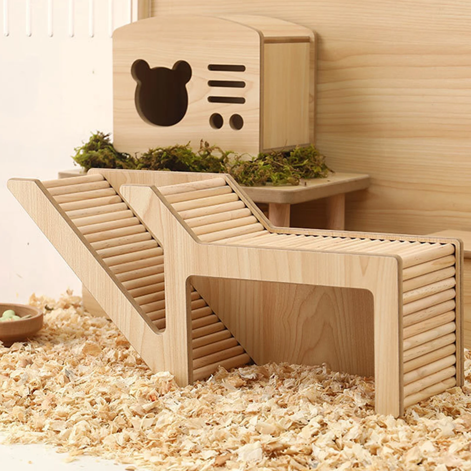 Title 2, Wood Small Animal Hideout Hut Play Toy with Cli...
