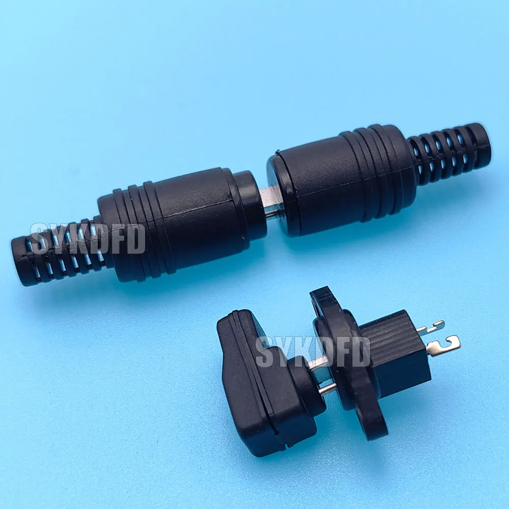 Black 2-Pin DIN Plug with Screw Terminals - Speaker, HiFi, and Audio Signal Connector Adapter