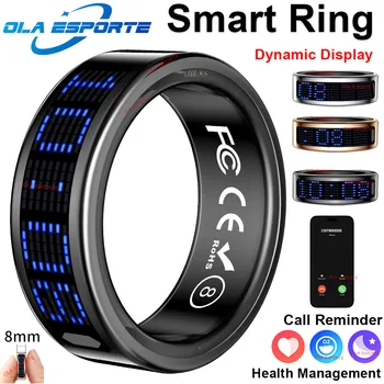 2025 Smart Ring Uomo Donna Display dinamico a LED Frequenza cardiaca Monitoraggio dell'ossigeno nel sangue 5ATM Modalità multi sport impermeabili Regali