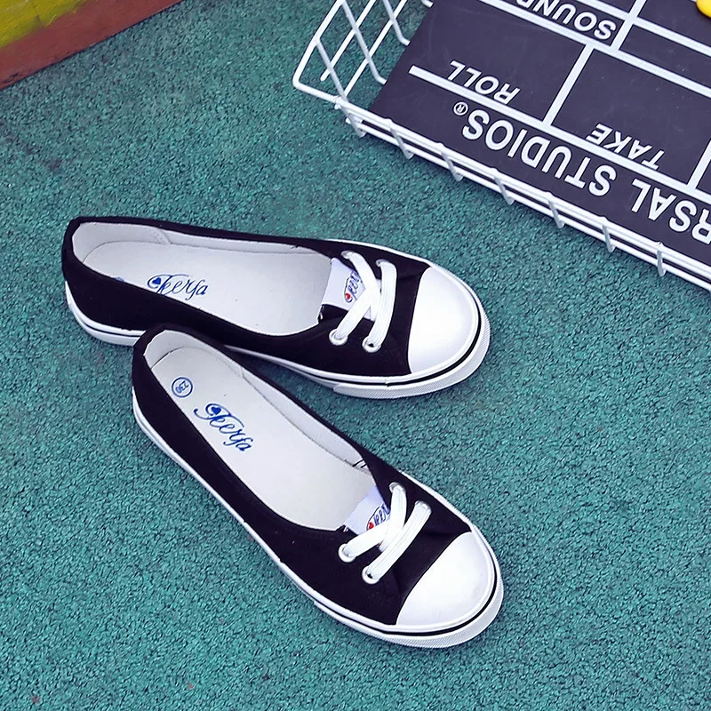 Women Casual Flats Lace up Shallow Shoes Autumn 2023 Fashion Comfortable Female Canvas Loafers Vulcanized Shoes Ladies Footwear