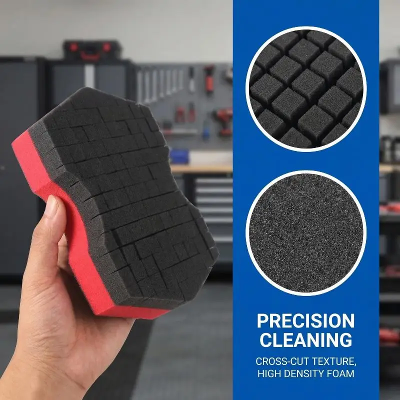 Dual-Sided Red/Black Sponge for Improved Grip and Easy Access in Tight Spaces - Ideal for Rinseless Car Washing