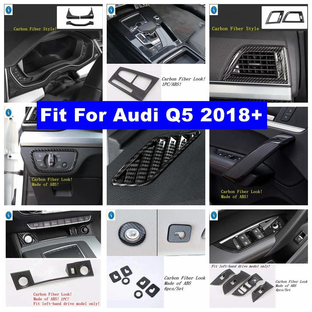 

Car Window Lift Button / Upper Air Outlet / Gear Shift Box Cover Trim For Audi Q5 2018 - 2022 Carbon Fiber Interior Accessories