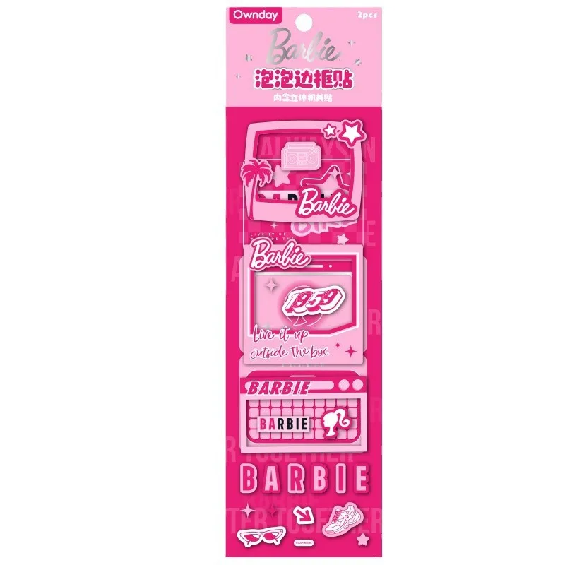 Cartoon Cute Pink Barbie Bubble Border Stickers Girly Beautiful Creative Adesivi Decorativi Anime Kids Fai Da Te Toy Decor Girls Gift