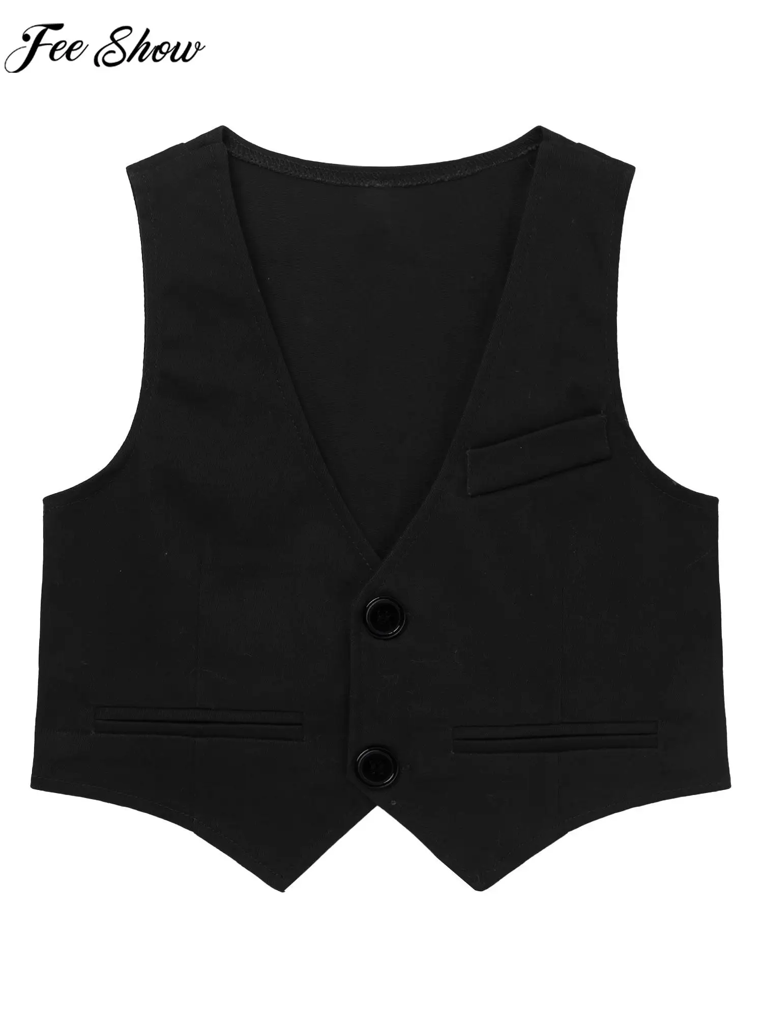 Boys Formal Waistcoat Kids Boys Gentlemen Vest Single-Breasted Formal Waistcoat for Wedding Birthday Party Evening Prom Photography Stage Performance