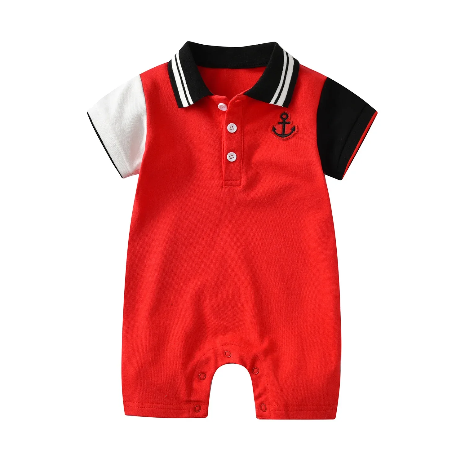

Summer New baby clothes Collar Navy Style Pure Cotton Romper baby boy girl clothes