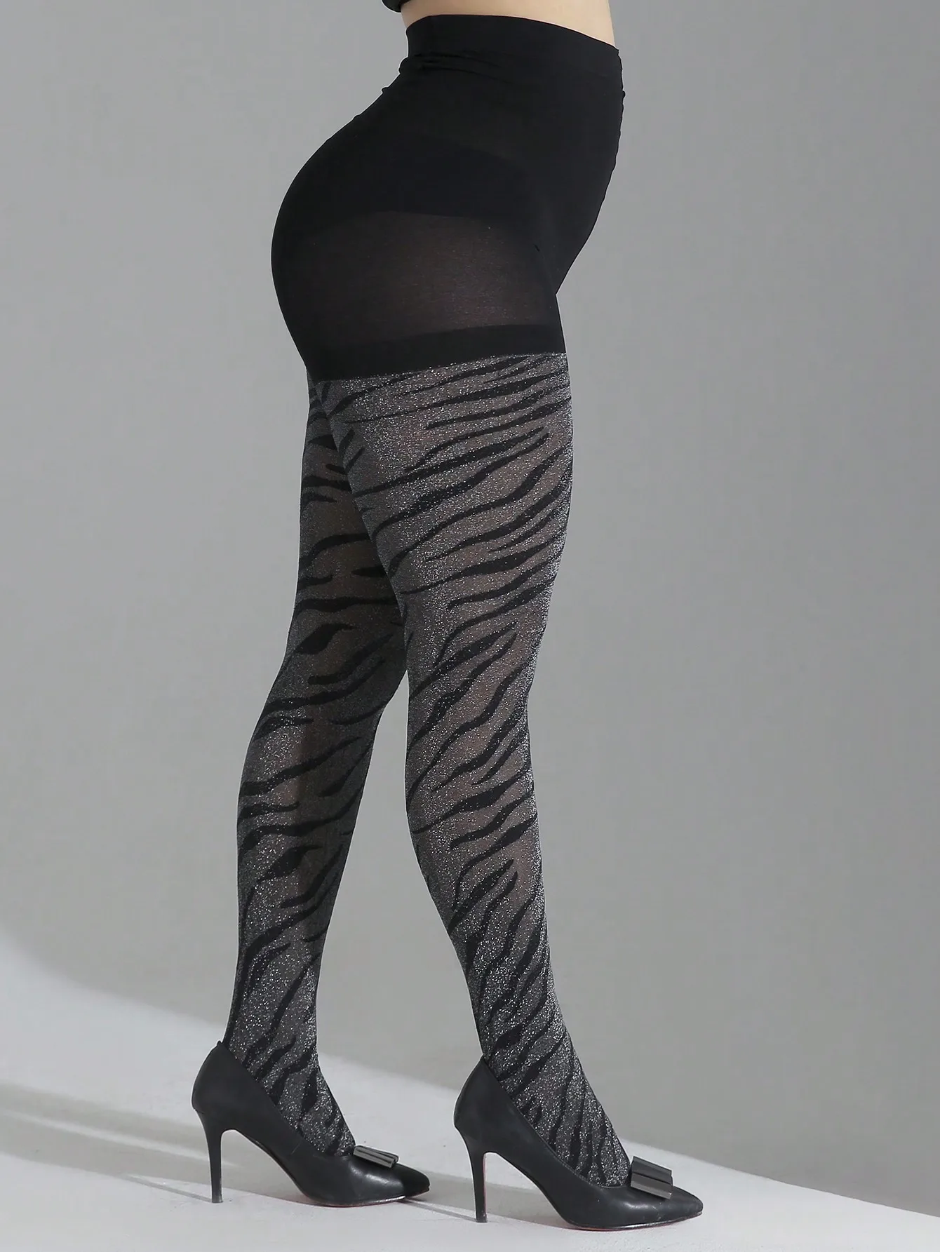 Ein Paar Strumpfhosen für Damen in Übergröße, sexy, hochwertig, hohe Taille, neu, elastisch, atmungsaktiv, mit Leopardenmuster – Detail 9