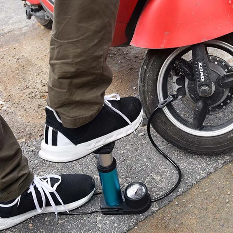 

140psi/160psi Foot Pump Inflator with Barometer Portable Mini Bicycle Motorcycle Football Basketball Pump Bike Accessories