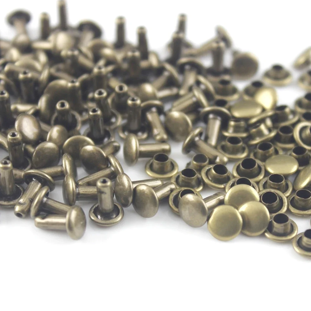 100sets 6mm 8mm Metal Double Cap Rivets Studs Round Rivet For DIY Leather Craft Bag Belt Garments Hat Shoes Pet Collar Decor