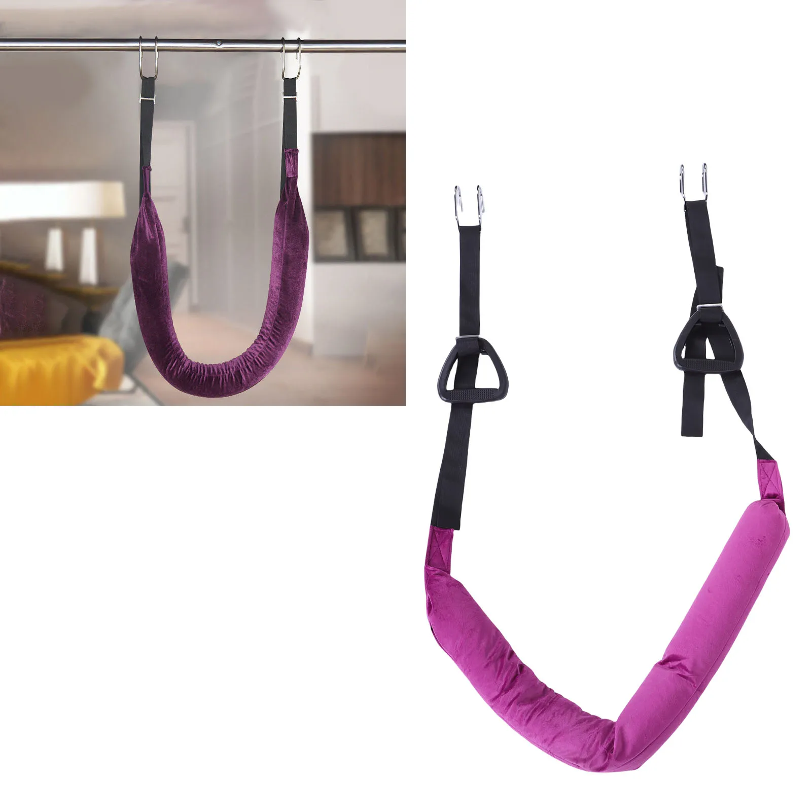 Back Traction Harness Hanging Back Traction Stretcher Comfortable Double Hook Design Adjustable Waist Back Leg Stretch Strap