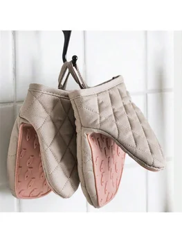 2pcs Temperature Resistant Kitchen Oven Baking Gloves Anti-scald Oven Gloves Thickened Silicone Insulation Non-slip Gloves High