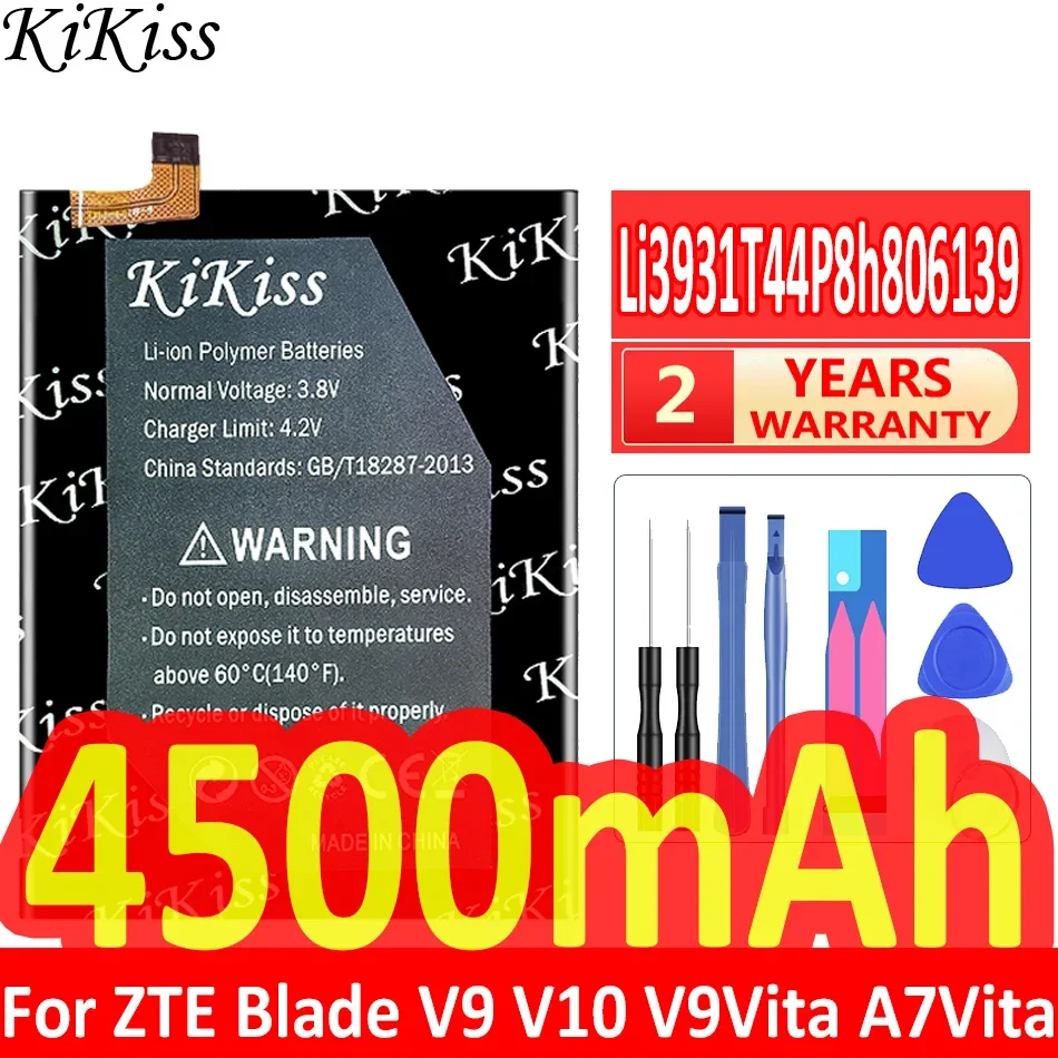 

Мощная батарея 4500 мАч KiKiss Li3931T44P8h806139 для ZTE Blade V9 V10/V9Vita V10Vita/A7 Vita/A4/A5 2020/A7 2019