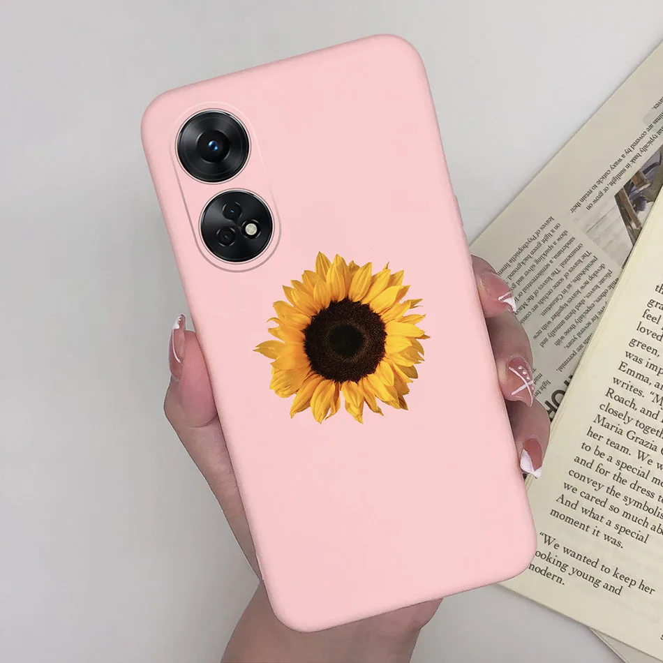 Fashionable Heart & Flower Cat Design Silicone Shockproof Phone Case - Frosted Back Cover
