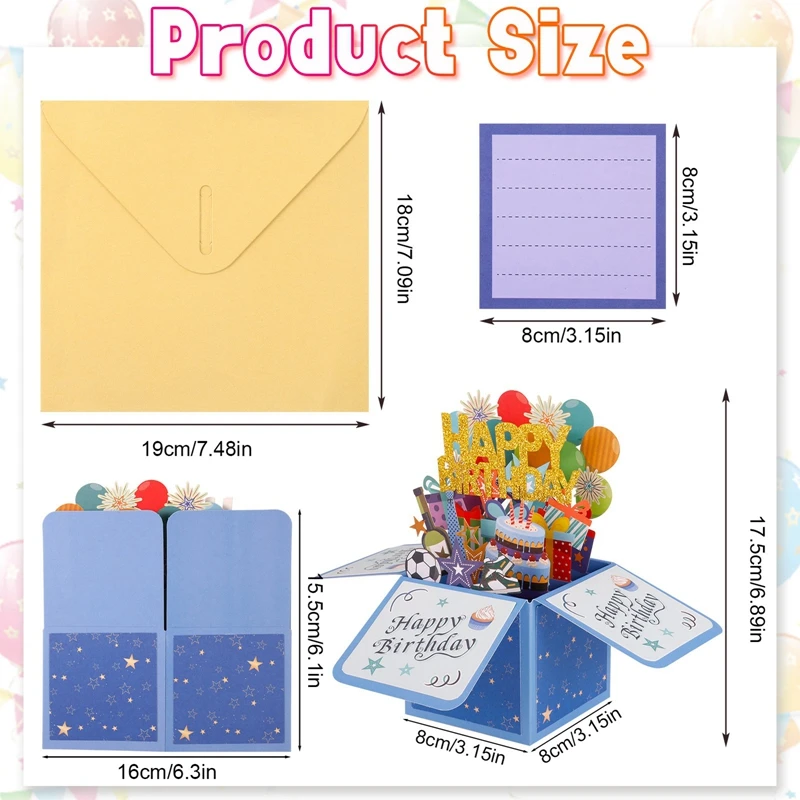 Happy Birthday 3D Pop Up Greeting Cards Classic Greeting Cards Birthday Blessing Postcard 3D Pops-up Box