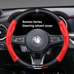 Alfa Romeo Luxury Steering Wheel Cover - Premium Car Interior Accessory (Round Red)
