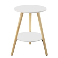 Table basse ronde EUGAD avec 2 étagères, petite table d'appoint blanche avec espace de rangement, table de chevet pour canapé, salon, chambre à coucher 2
