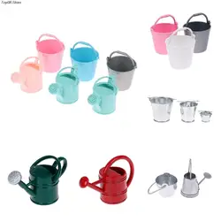 1Set Dollhouse Miniature Bucket Watering Can Model Plant Watering Tool Miniature Furniture Kitchen Living Room Garden Decor Toy