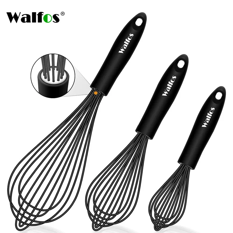 Rotary Whisk WALFOS 1pcs/3set Multifunctional Rotating Manual Whisk Mixer Mini Plastic Kitchen Whisk Baking Tool Silicone