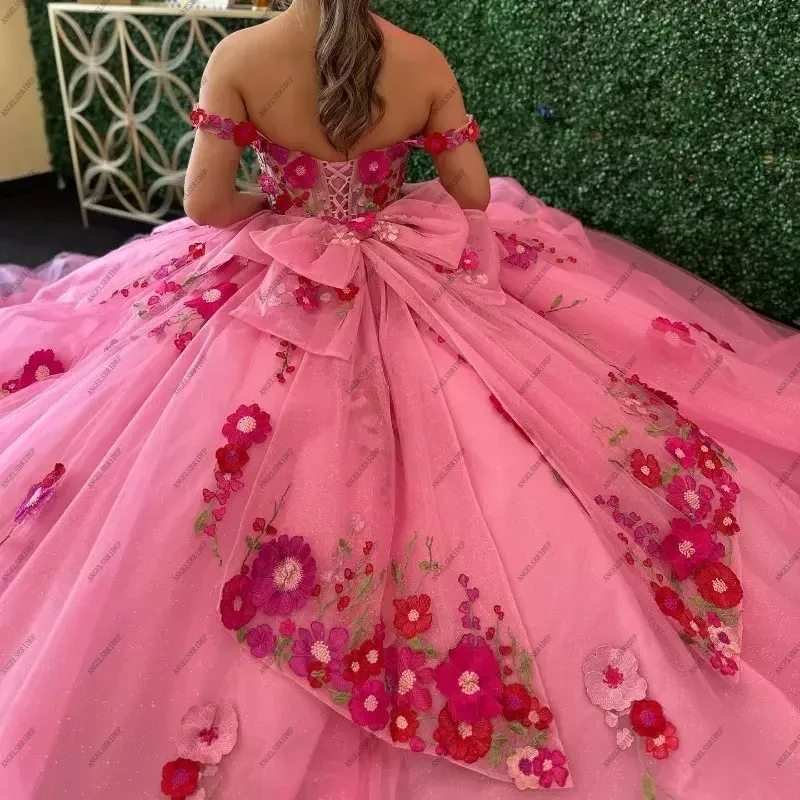 ANGELSBRIDEP ũ 3D  ø ̽ Quinceanera 巹 Tull Sweet 15 16 Prom Party vestidos de 15 Quinceanera Customized