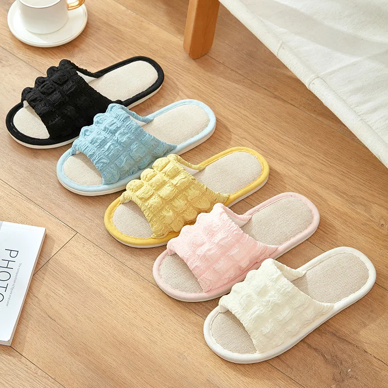 Casual Slippers Women Home Designer Shoes Girls Flats Trend Four Seasons Cotton Hemp Fashion Indoor Platform Slipper Open Toe