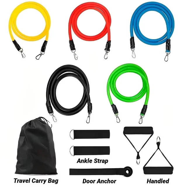 11pcs/Set Pull Rope Resistance Bands Portable Fitness Equipment Ankle Strap Chest Expander Elastic Exercise Band 5