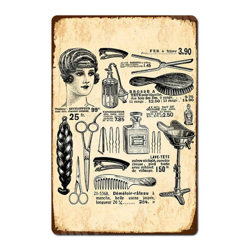빈티지 금속 주석 표지판, 이발, 헤어 관리 서비스, 벽 예술 스티커, 바 장식, 술집, 이발소, 최고의 선물, N327