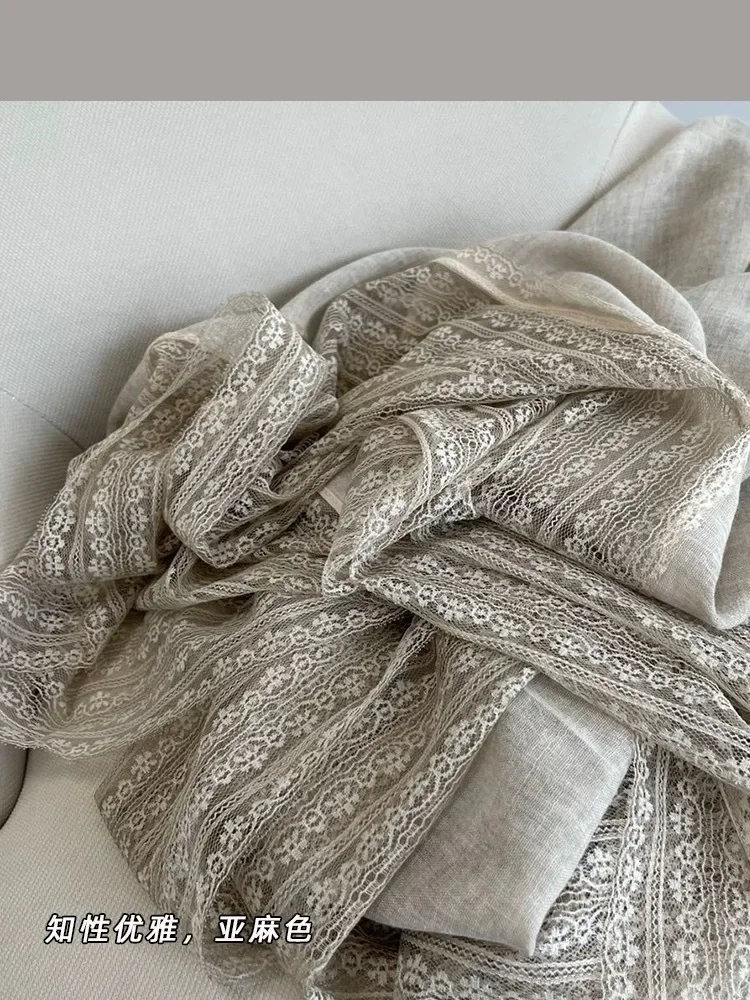 VREOVOR Sanfter Spitzen-Leinen-dünner Schal, modischer Damen-Außenschal, frühes Frühlings- und Sommer-Geschenk im ausländischen Stil – Detail 2