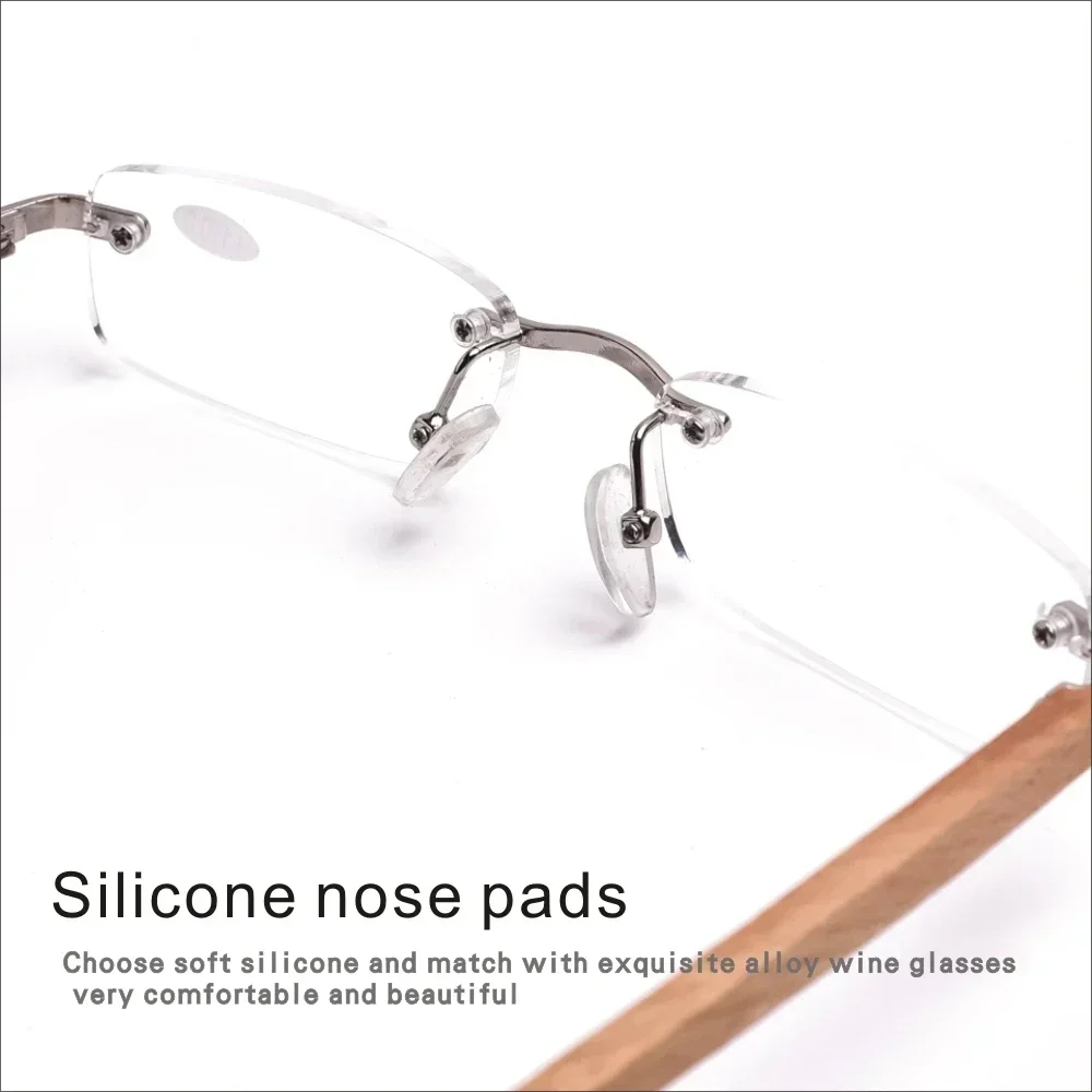 Rolipp Elegant Rimless Blue Light Blocking Reading Glasses with Wood Temples - Premium Eyewear Gift