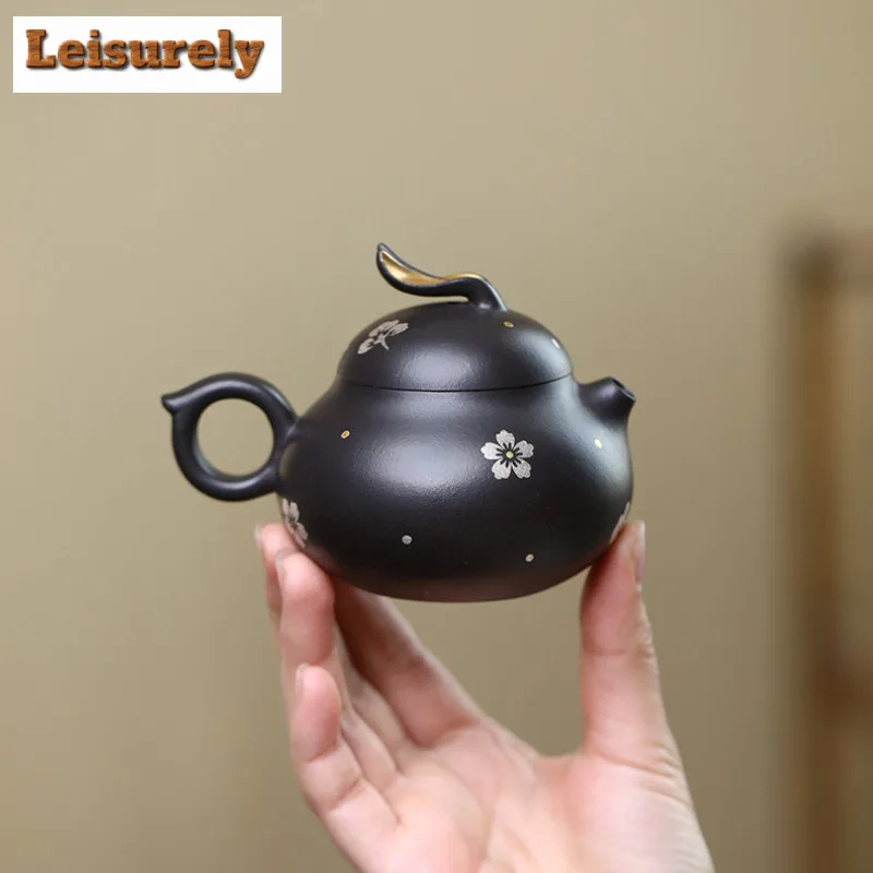 140ml High-end Yixing Purple Clay Teapots Handmade Rabbit Pot Raw Ore Black Mud Kettle Chinese Zisha Tea Set Tea Services Gift