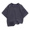 Kids Dropped Shoulder Short-sleeved T-shirt Summer New Pure Cotton Round Neck Loose Bottoming Shirt Student Sportswear 2-10Y 4