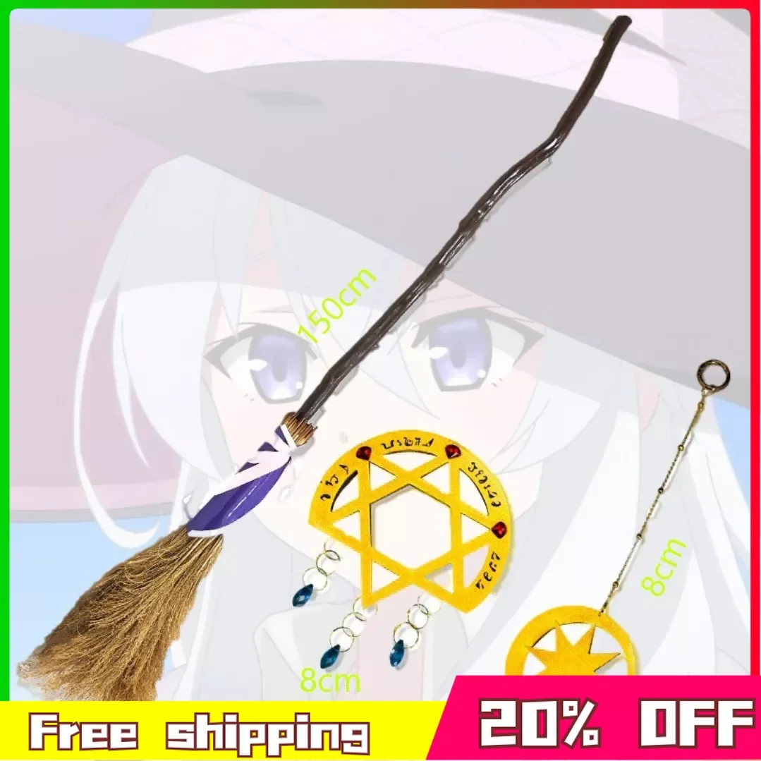 

Elaina Witch's Journey Anime Figure Elaina Broom Badge Hat Pendant Peripheral Wood Weapon Model Keychain Gift Toy Game for Boys